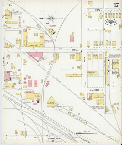 Sanborn Fire Insurance Map from New Castle, Lawrence County, Pennsylvania (1899), Sheet #0017 - Historic Sanborn Fire Insurance Map Print, vintage old map wall art, antique decor, genealogy gift, Pennsylvania Pennsylvania map