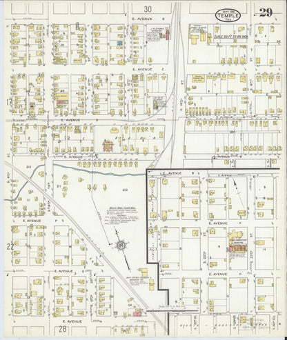 Sanborn Fire Insurance Map from Temple, Bell County, Texas (1915), Sheet #0029 - Historic Sanborn Fire Insurance Map Print, vintage old map wall art, antique decor, genealogy gift, Texas Texas map