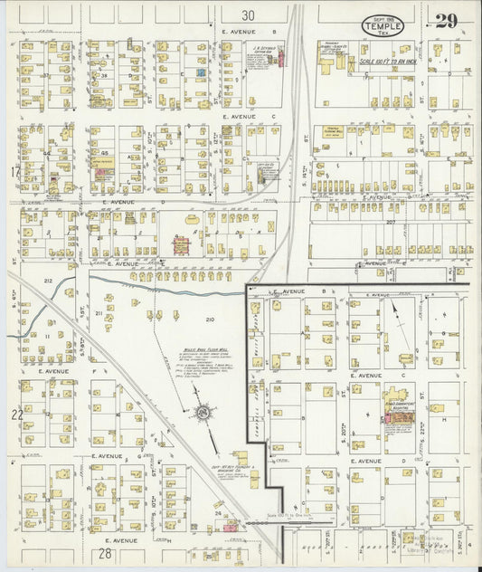 Sanborn Fire Insurance Map from Temple, Bell County, Texas (1915), Sheet #0029 - Historic Sanborn Fire Insurance Map Print, vintage old map wall art, antique decor, genealogy gift, Texas Texas map