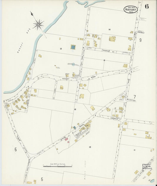 Sanborn Fire Insurance Map from Nahant, Essex County, Massachusetts (1907), Sheet #0006 - Historic Sanborn Fire Insurance Map Print, vintage old map wall art, antique decor, genealogy gift, Massachusetts Massachusetts map