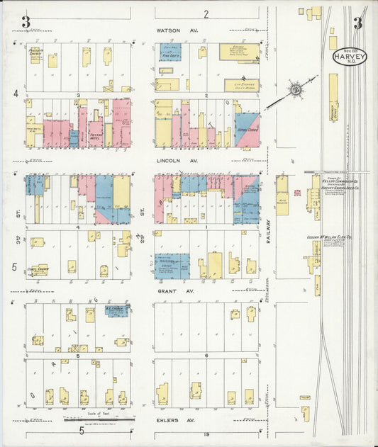 Sanborn Fire Insurance Map from Harvey, Wells County, North Dakota (1926), Sheet #0003 - Historic Sanborn Fire Insurance Map Print, vintage old map wall art, antique decor, genealogy gift, North Dakota North Dakota map