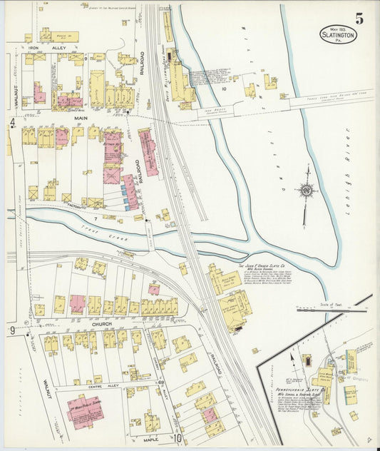 Sanborn Fire Insurance Map from Slatington, Lehigh County, Pennsylvania (1913), Sheet #0005 - Historic Sanborn Fire Insurance Map Print, vintage old map wall art, antique decor, genealogy gift, Pennsylvania Pennsylvania map