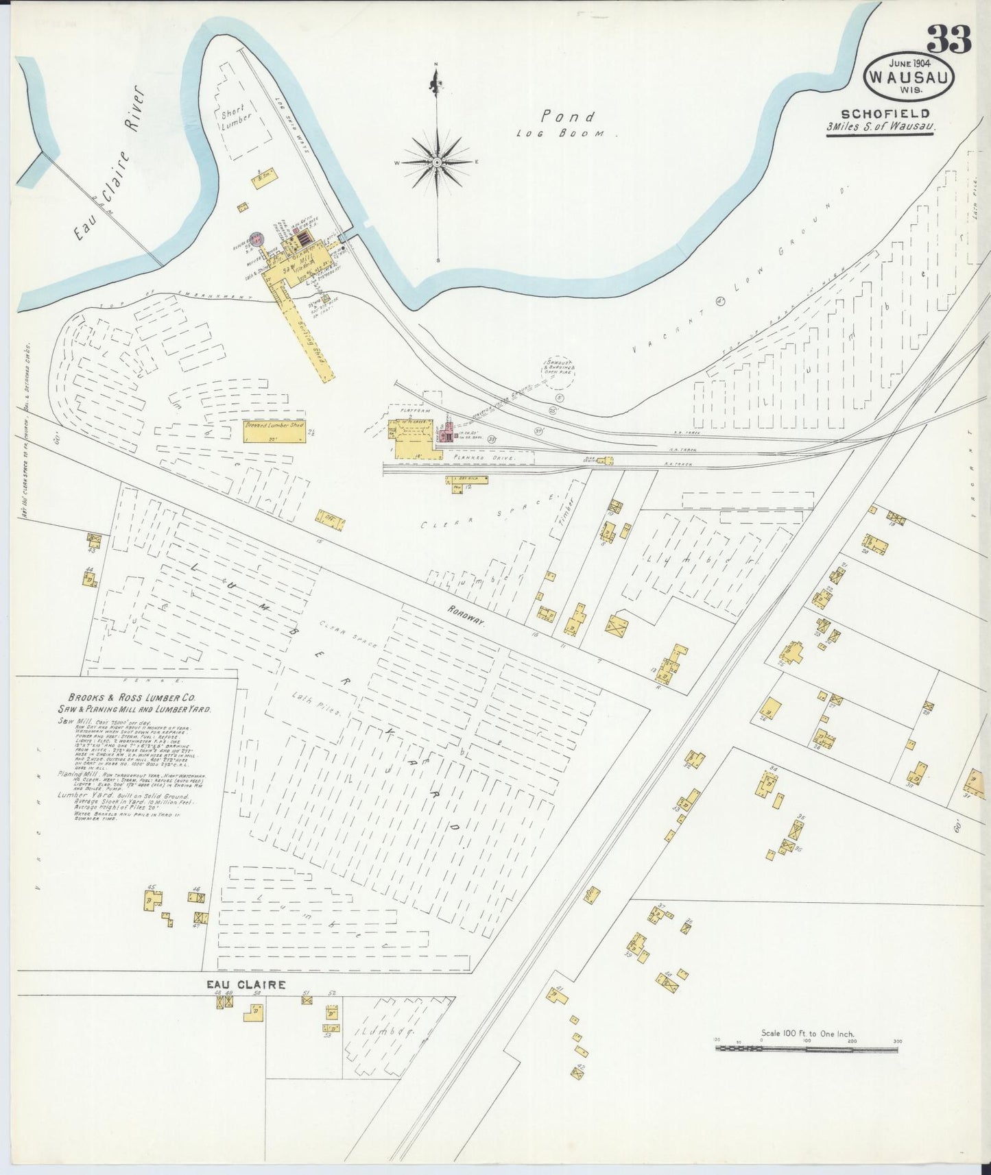 Sanborn Fire Insurance Map from Wausau, Marathon County, Wisconsin (1904), Sheet #0033 - Complete Map Set gallery image, historic Sanborn map, vintage wall art, Wisconsin Wisconsin