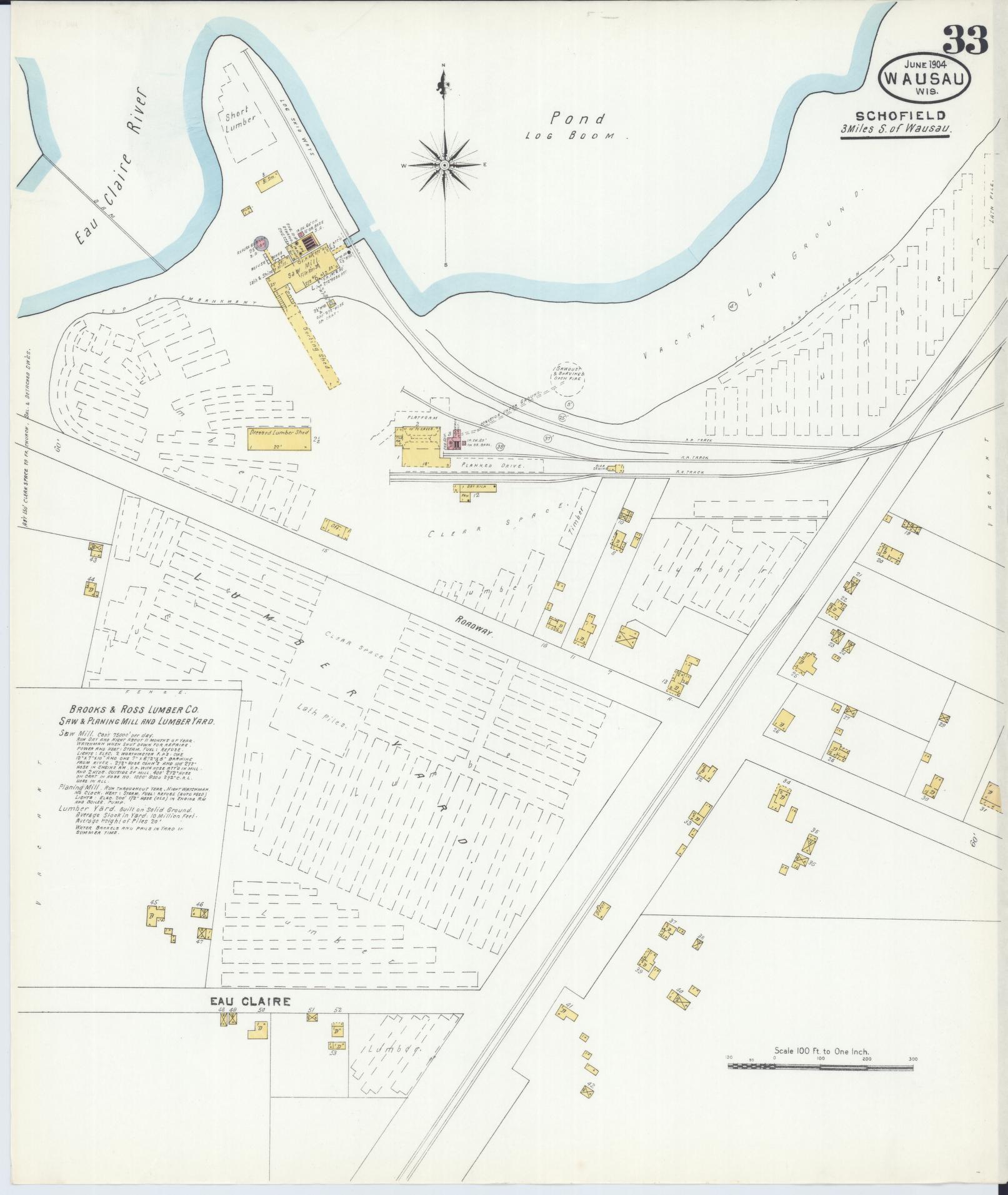 Sanborn Fire Insurance Map from Wausau, Marathon County, Wisconsin (1904), Sheet #0033 - Complete Map Set gallery image, historic Sanborn map, vintage wall art, Wisconsin Wisconsin