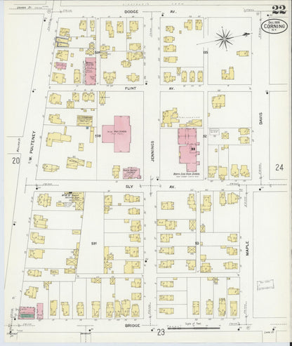 Sanborn Fire Insurance Map from Corning, Steuben County, New York (1908), Sheet #0022 - Complete Map Set gallery image, historic Sanborn map, vintage wall art, New York New York