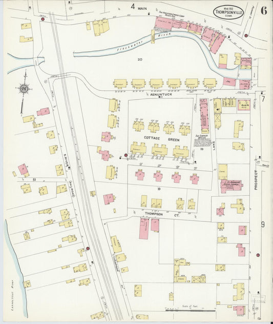 Sanborn Fire Insurance Map from Thompsonville, Hartford County, Connecticut (1912), Sheet #0006 - Historic Sanborn Fire Insurance Map Print, vintage old map wall art, antique decor, genealogy gift, Connecticut Connecticut map