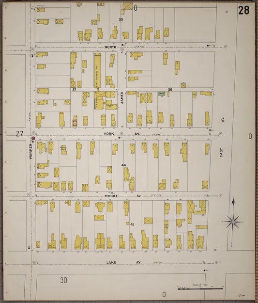 Sanborn Fire Insurance Map from Saratoga, Saratoga County, New York (1900), Sheet #0028 - Historic Sanborn Fire Insurance Map Print, vintage old map wall art, antique decor, genealogy gift, New York New York map
