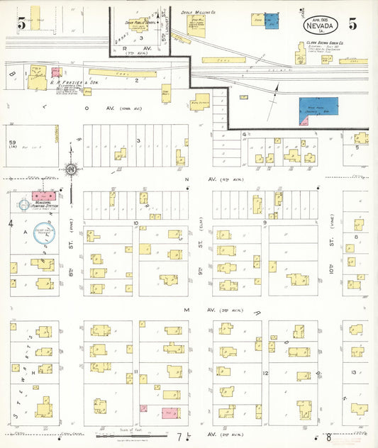 Sanborn Fire Insurance Map from Nevada, Story County, Iowa (1926), Sheet #0005 - Historic Sanborn Fire Insurance Map Print, vintage old map wall art