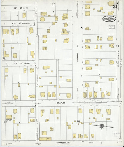 Sanborn Fire Insurance Map from Corpus Christi, Nueces County, Texas (1919), Sheet #0031 - Complete Map Set gallery image, historic Sanborn map, vintage wall art, Texas Texas