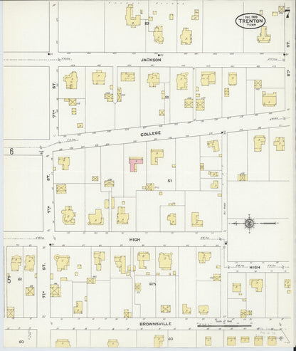 Sanborn Fire Insurance Map from Trenton, Gibson County, Tennessee (1909), Sheet #0007 - Complete Map Set gallery image, historic Sanborn map, vintage wall art, Tennessee Tennessee