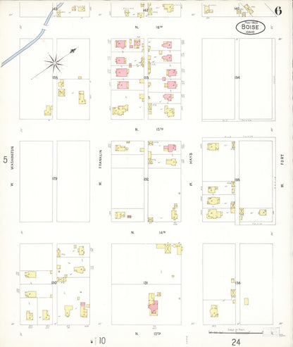 Sanborn Fire Insurance Map from Boise, Ada County, Idaho (1903), Sheet #0006 - Complete Map Set gallery image, historic Sanborn map, vintage wall art, Idaho Idaho
