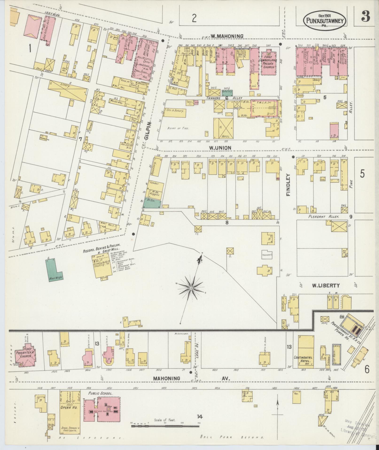 Sanborn Fire Insurance Map from Punxsutawney, Jefferson County, Pennsylvania (1901), Sheet #0003 - Complete Map Set gallery image, historic Sanborn map, vintage wall art, Pennsylvania Pennsylvania