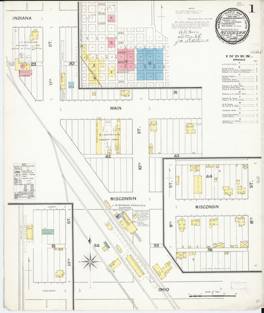 Sanborn Fire Insurance Map from Neodesha, Wilson County, Kansas (1892), Sheet #0001 - Historic Sanborn Fire Insurance Map Print, vintage old map wall art, antique decor, genealogy gift, Kansas Kansas map