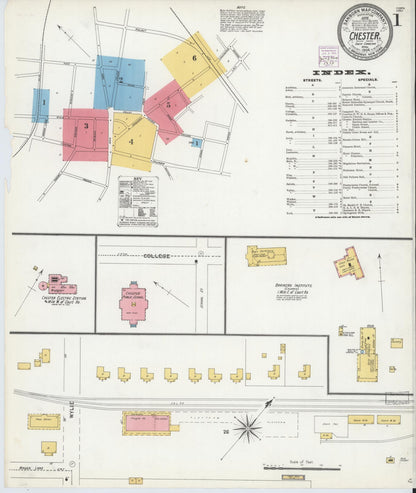 Sanborn Fire Insurance Map from Chester, Chester County, South Carolina (1904), Sheet #0001 - Complete Map Set gallery image, historic Sanborn map, vintage wall art, South Carolina South Carolina