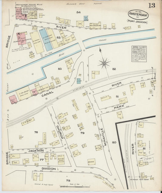 Sanborn Fire Insurance Map from Amsterdam, Montgomery County, New York (1884), Sheet #0013 - Historic Sanborn Fire Insurance Map Print, vintage old map wall art, antique decor, genealogy gift, New York New York map