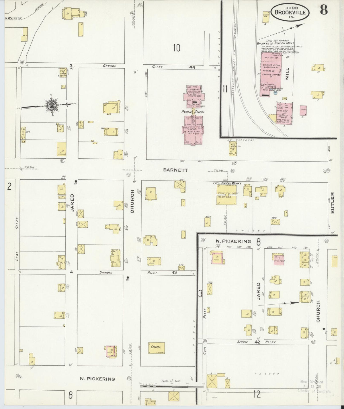 Sanborn Fire Insurance Map from Brookville, Jefferson County, Pennsylvania (1910), Sheet #0008 - Complete Map Set gallery image, historic Sanborn map, vintage wall art, Pennsylvania Pennsylvania