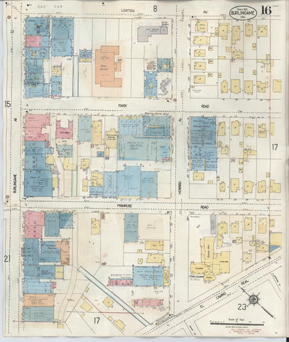 Sanborn Fire Insurance Map from Burlingame, San Mateo County, California (1949), Sheet #0016 - Complete Map Set gallery image, historic Sanborn map, vintage wall art, California California