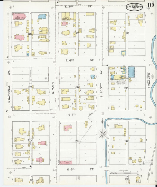 Sanborn Fire Insurance Map from Fort Scott, Bourbon County, Kansas (1893), Sheet #0010 - Historic Sanborn Fire Insurance Map Print, vintage old map wall art, antique decor, genealogy gift, Kansas Kansas map