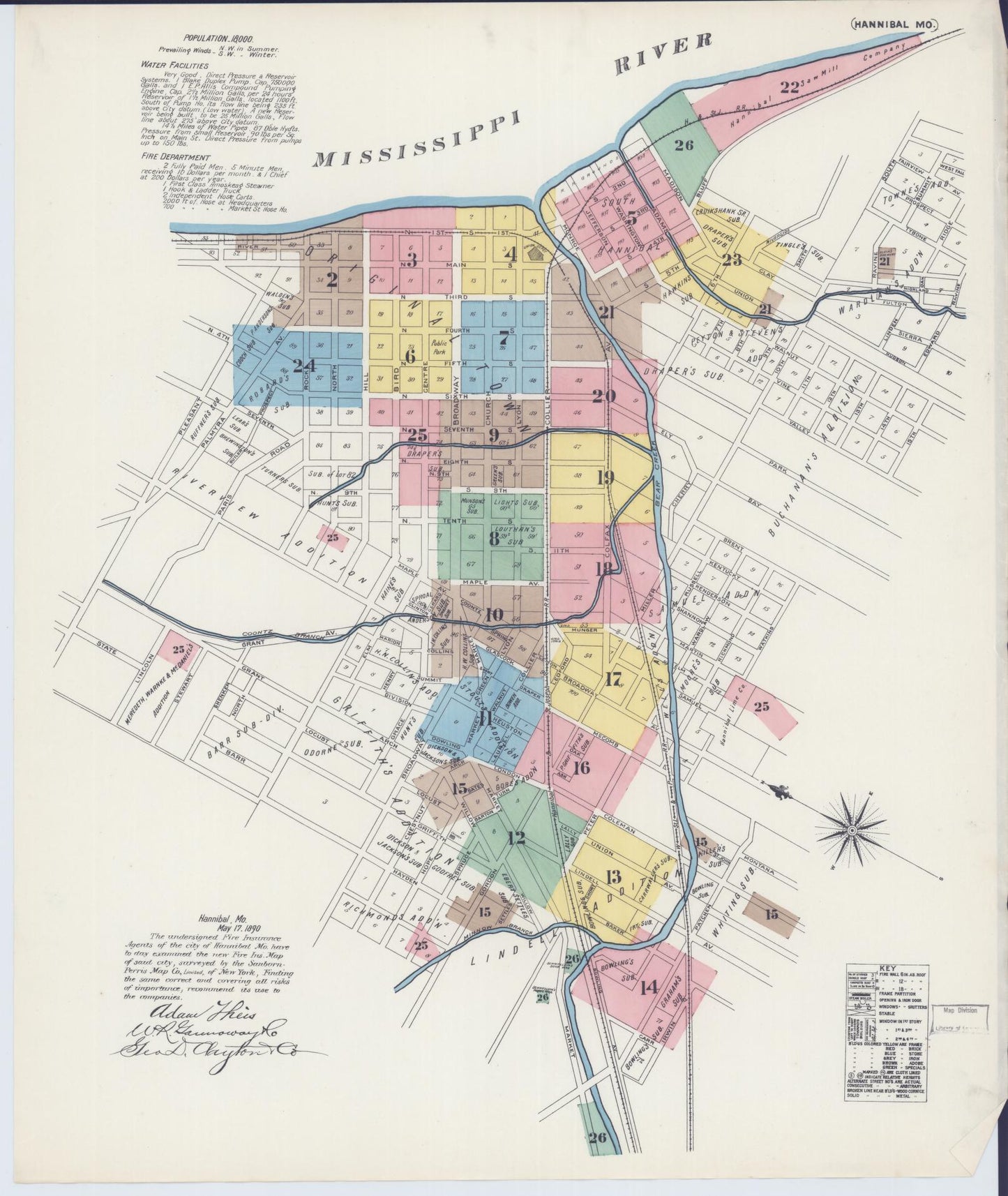Sanborn Fire Insurance Map from Hannibal, Marion County, Missouri (1890), Sheet #0001 - Complete Map Set gallery image, historic Sanborn map, vintage wall art, Missouri Missouri