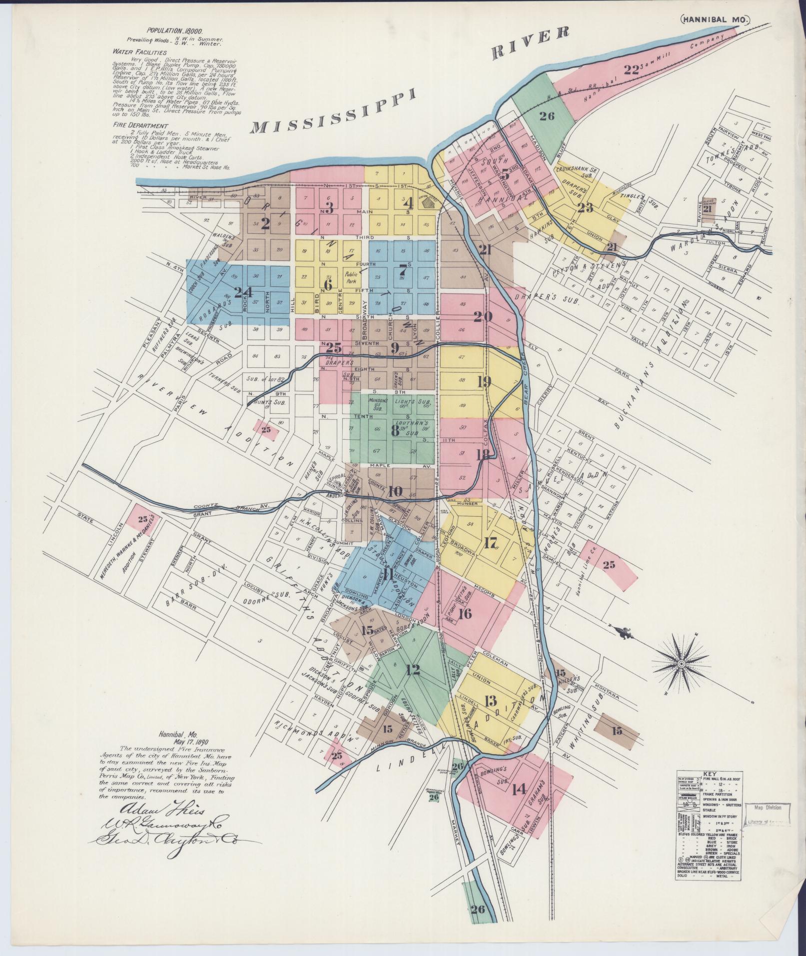 Sanborn Fire Insurance Map from Hannibal, Marion County, Missouri (1890), Sheet #0001 - Complete Map Set gallery image, historic Sanborn map, vintage wall art, Missouri Missouri