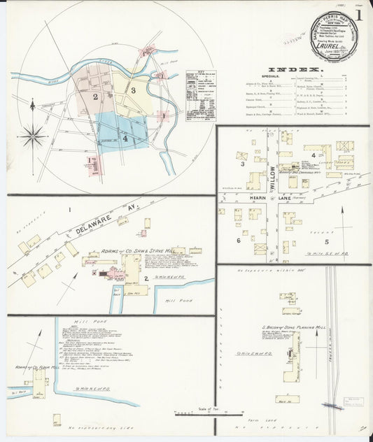 Sanborn Fire Insurance Map from Laurel, Sussex County, Delaware (1891), Sheet #0001 - Complete Map Set gallery image, historic Sanborn map, vintage wall art, Delaware Delaware