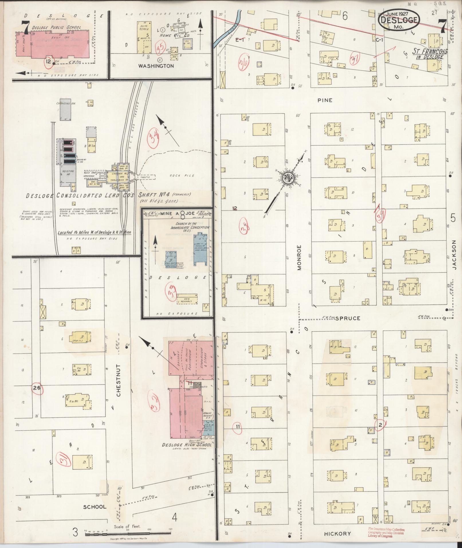 Sanborn Fire Insurance Map from Desloge, Saint Francois County, Missouri (1938), Sheet #0007 - Complete Map Set gallery image, historic Sanborn map, vintage wall art, Missouri Missouri