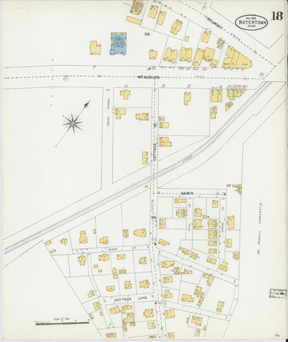 Sanborn Fire Insurance Map from Watertown, Middlesex County, Massachusetts (1904), Sheet #0018 - Historic Sanborn Fire Insurance Map Print, vintage old map wall art, antique decor, genealogy gift, Massachusetts Massachusetts map