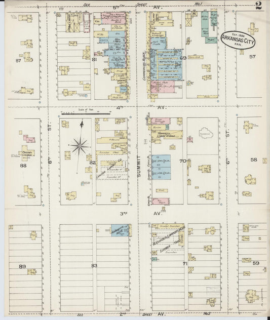 Sanborn Fire Insurance Map from Arkansas City, Cowley County, Kansas (1886), Sheet #0002 - Historic Sanborn Fire Insurance Map Print, vintage old map wall art, antique decor, genealogy gift, Kansas Kansas map