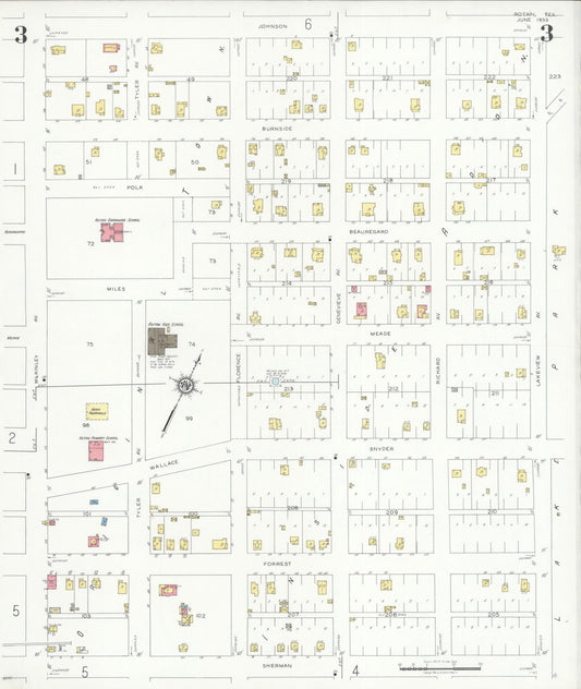Sanborn Fire Insurance Map from Rotan, Fisher County, Texas (1933), Sheet #0003 - Historic Sanborn Fire Insurance Map Print, vintage old map wall art, antique decor, genealogy gift, Texas Texas map