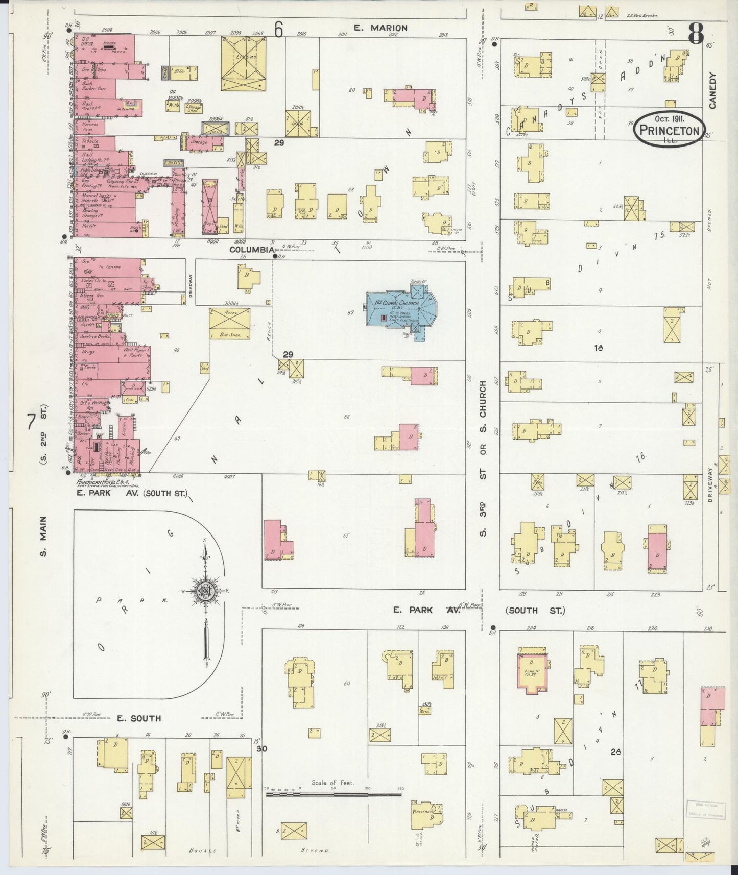 Sanborn Fire Insurance Map from Princeton, Bureau County, Illinois (1911), Sheet #0008 - Complete Map Set gallery image, historic Sanborn map, vintage wall art, Illinois Illinois