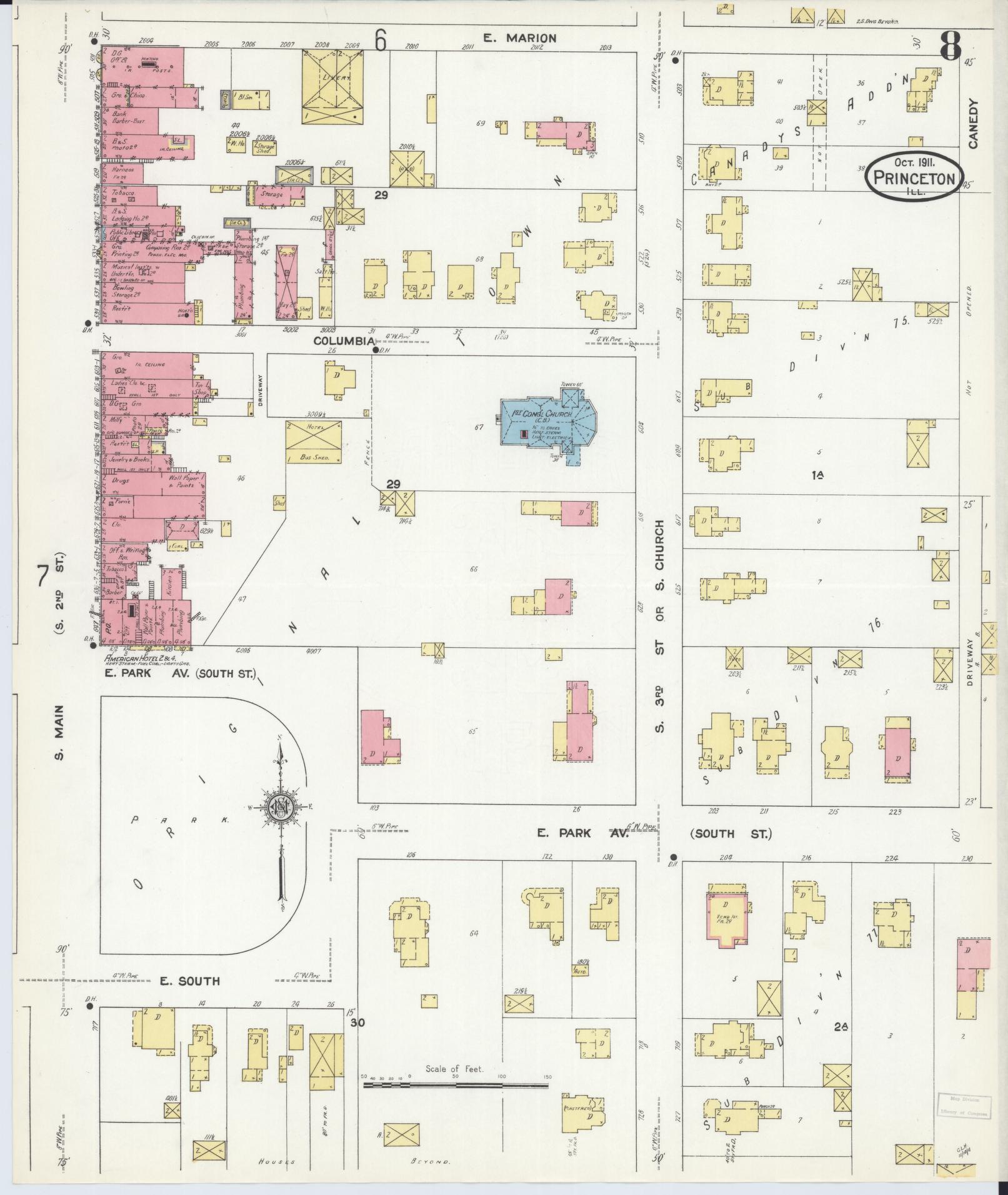 Sanborn Fire Insurance Map from Princeton, Bureau County, Illinois (1911), Sheet #0008 - Complete Map Set gallery image, historic Sanborn map, vintage wall art, Illinois Illinois