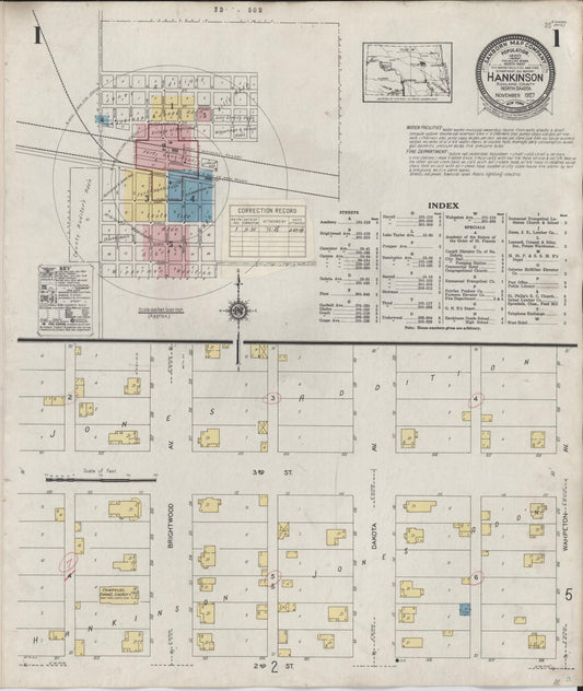 Sanborn Fire Insurance Map from Hankinson, Richland County, North Dakota (1935), Sheet #0001 - Complete Map Set gallery image, historic Sanborn map, vintage wall art, North Dakota North Dakota