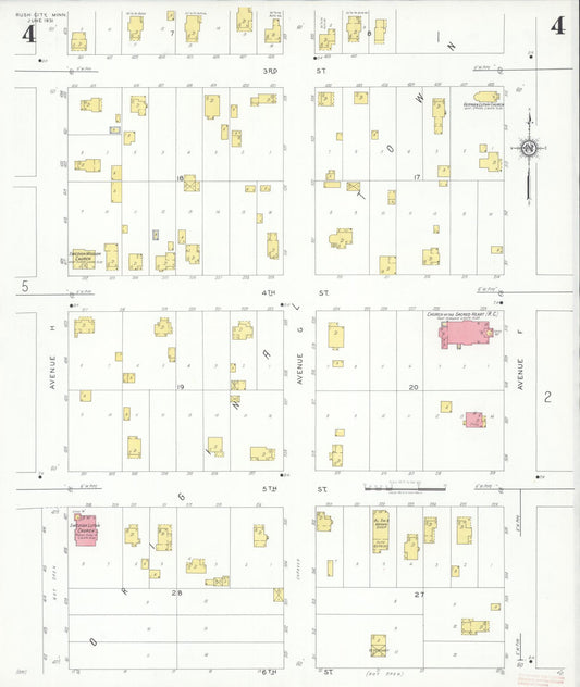 Sanborn Fire Insurance Map from Rush City, Chisago County, Minnesota (1931), Sheet #0004 - Historic Sanborn Fire Insurance Map Print, vintage old map wall art, antique decor, genealogy gift, Minnesota Minnesota map