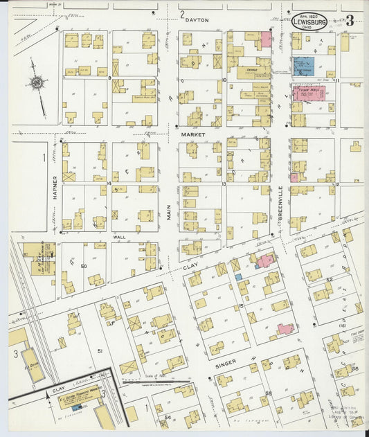 Sanborn Fire Insurance Map from Lewisburg, Preble County, Ohio (1920), Sheet #0003 - Historic Sanborn Fire Insurance Map Print, vintage old map wall art, antique decor, genealogy gift, Ohio Ohio map