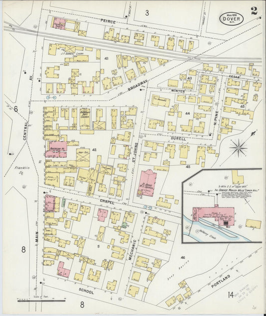 Sanborn Fire Insurance Map from Dover, Strafford County, New Hampshire (1898), Sheet #0002 - Historic Sanborn Fire Insurance Map Print, vintage old map wall art, antique decor, genealogy gift, New Hampshire New Hampshire map
