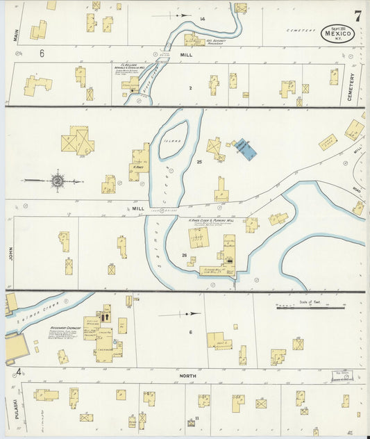 Sanborn Fire Insurance Map from Mexico, Oswego County, New York (1911), Sheet #0007 - Historic Sanborn Fire Insurance Map Print, vintage old map wall art, antique decor, genealogy gift, New York New York map