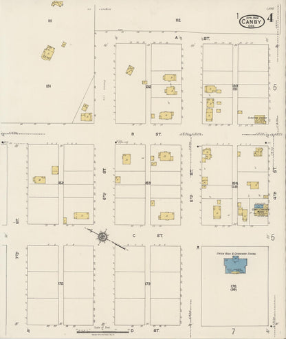 Sanborn Fire Insurance Map from Canby, Clackamas County, Oregon (1922), Sheet #0004 - Complete Map Set gallery image, historic Sanborn map, vintage wall art, Oregon Oregon