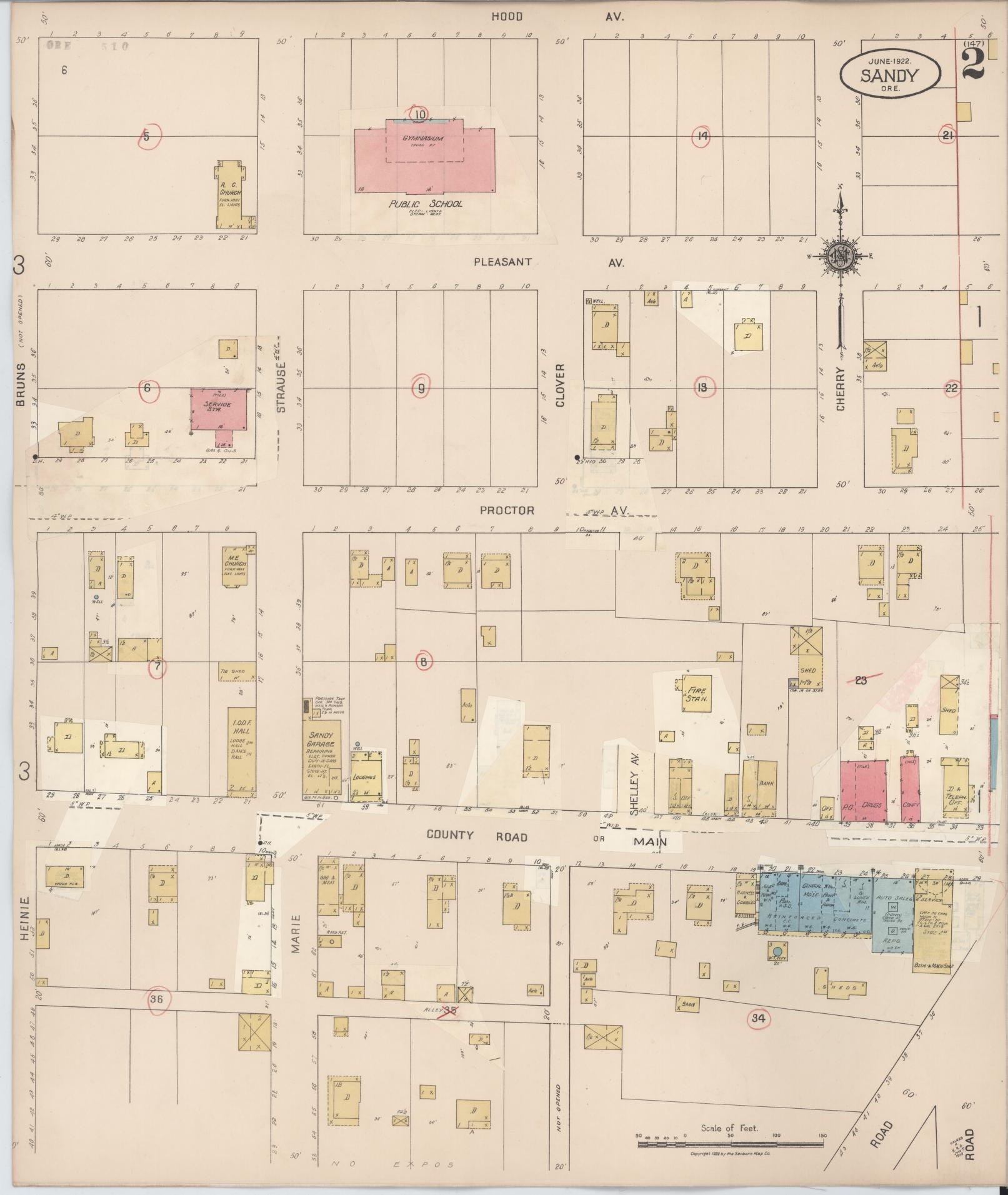 Sanborn Fire Insurance Map from Sandy, Clackamas County, Oregon (1931), Sheet #0002 - Complete Map Set gallery image, historic Sanborn map, vintage wall art, Oregon Oregon