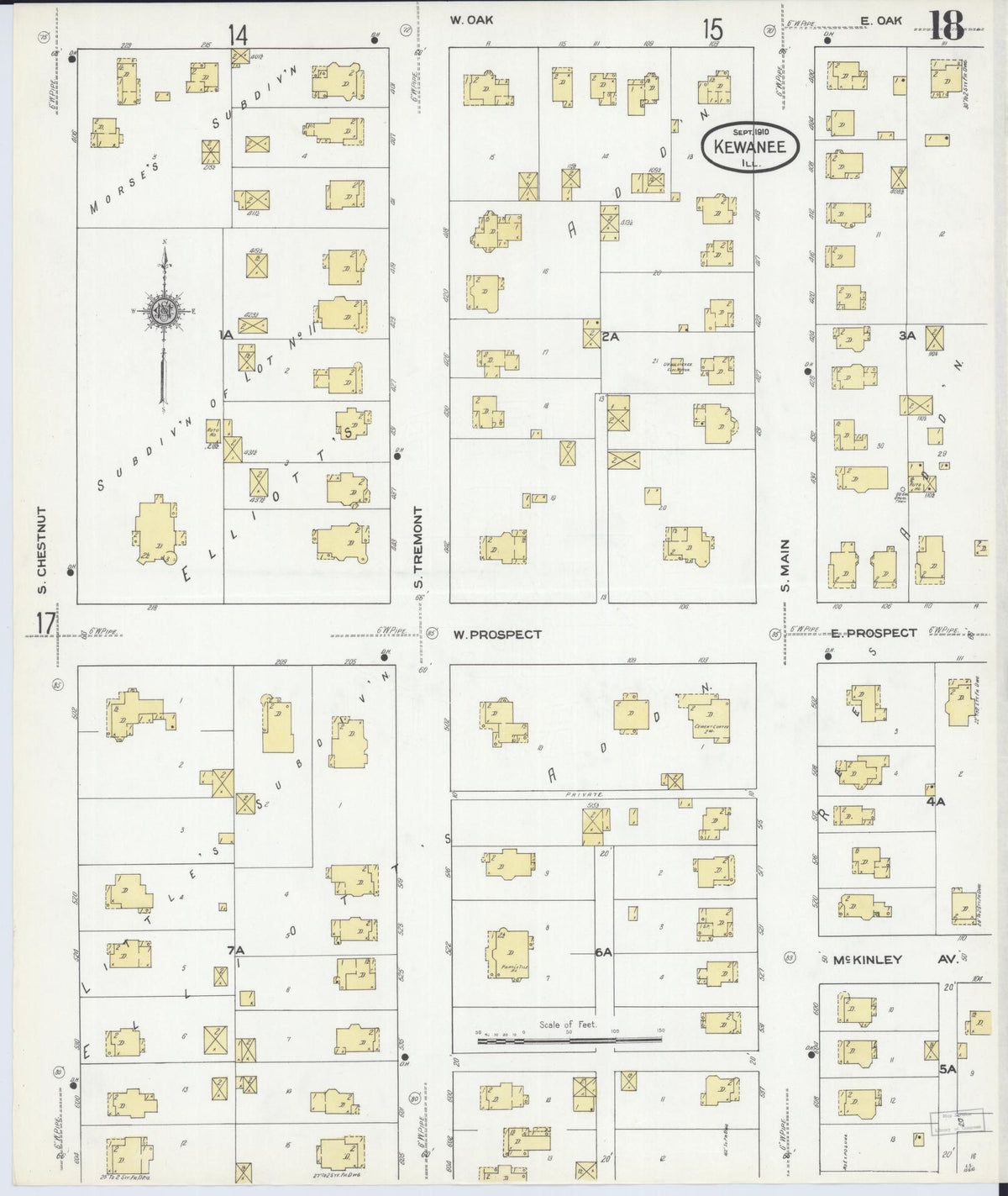 Sanborn Fire Insurance Map from Kewanee, Henry County, Illinois (1910), Sheet #0018 - Historic Sanborn Fire Insurance Map Print, vintage old map wall art, antique decor, genealogy gift, Illinois Illinois map