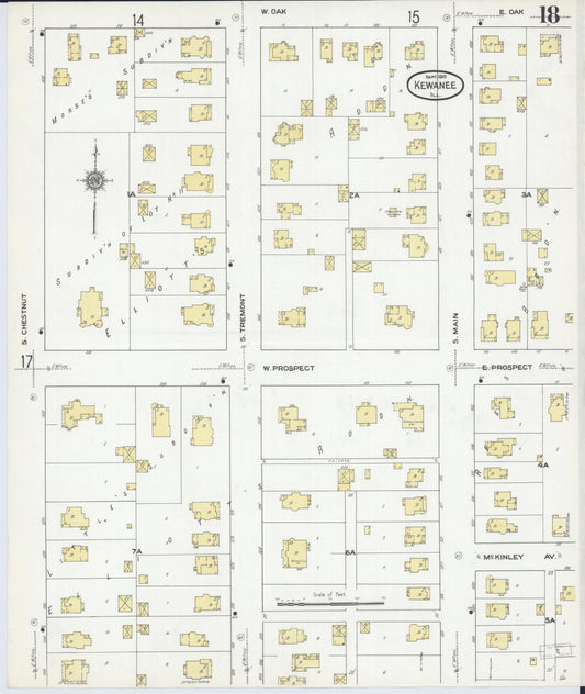 Sanborn Fire Insurance Map from Kewanee, Henry County, Illinois (1910), Sheet #0018 - Historic Sanborn Fire Insurance Map Print, vintage old map wall art, antique decor, genealogy gift, Illinois Illinois map