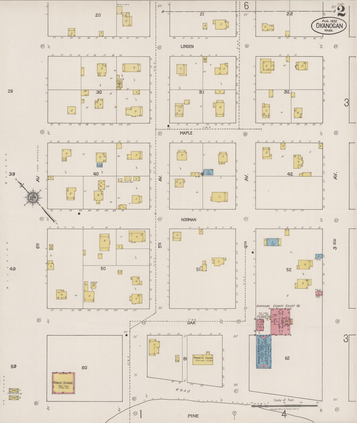 Sanborn Fire Insurance Map from Okanogan, Okanogan County, Washington (1922), Sheet #0002 - Complete Map Set gallery image, historic Sanborn map, vintage wall art, Washington Washington