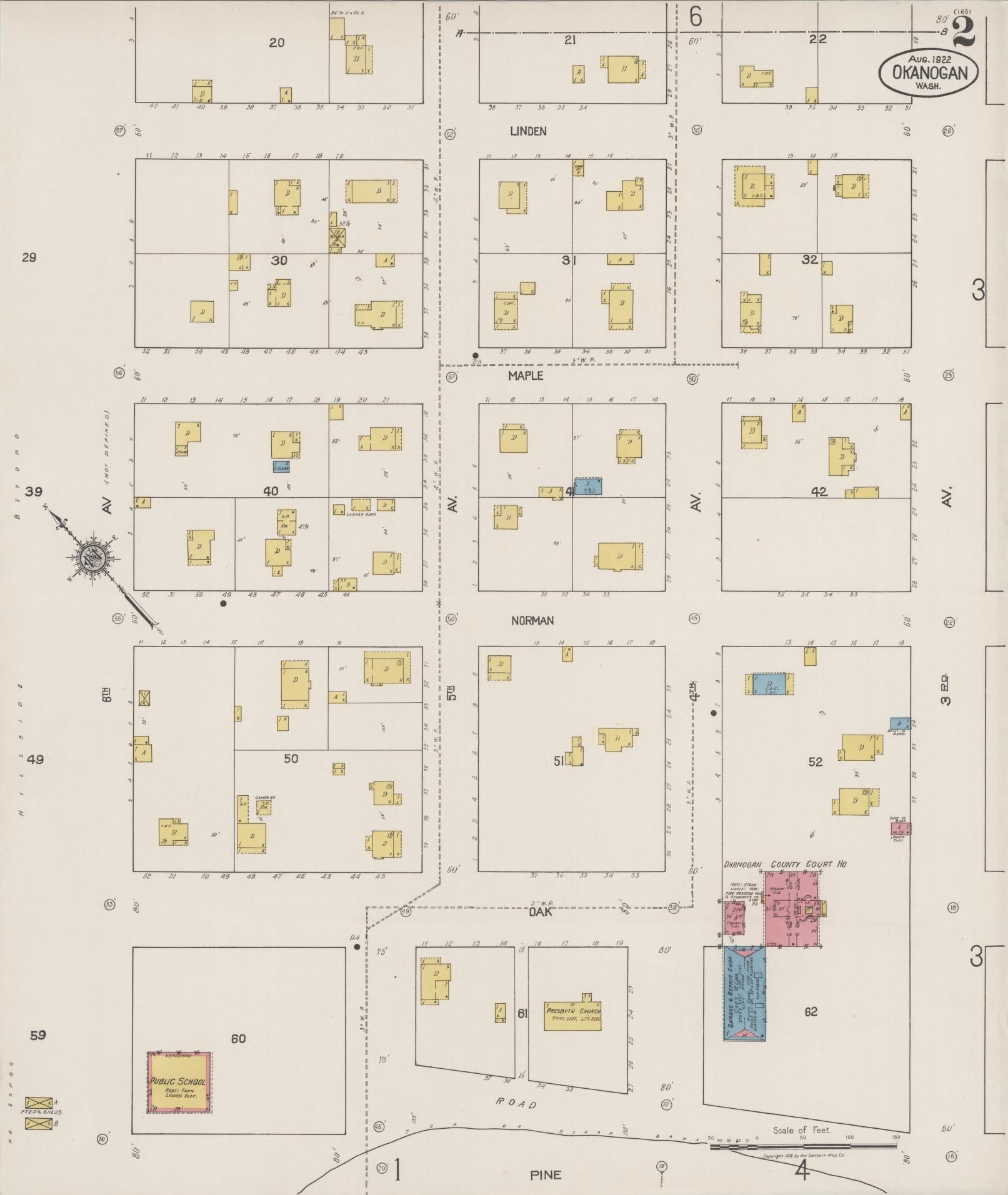Sanborn Fire Insurance Map from Okanogan, Okanogan County, Washington (1922), Sheet #0002 - Complete Map Set gallery image, historic Sanborn map, vintage wall art, Washington Washington