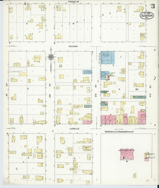 Sanborn Fire Insurance Map from Barron, Barron County, Wisconsin (1909), Sheet #0003 - Historic Sanborn Fire Insurance Map Print, vintage old map wall art, antique decor, genealogy gift, Wisconsin Wisconsin map