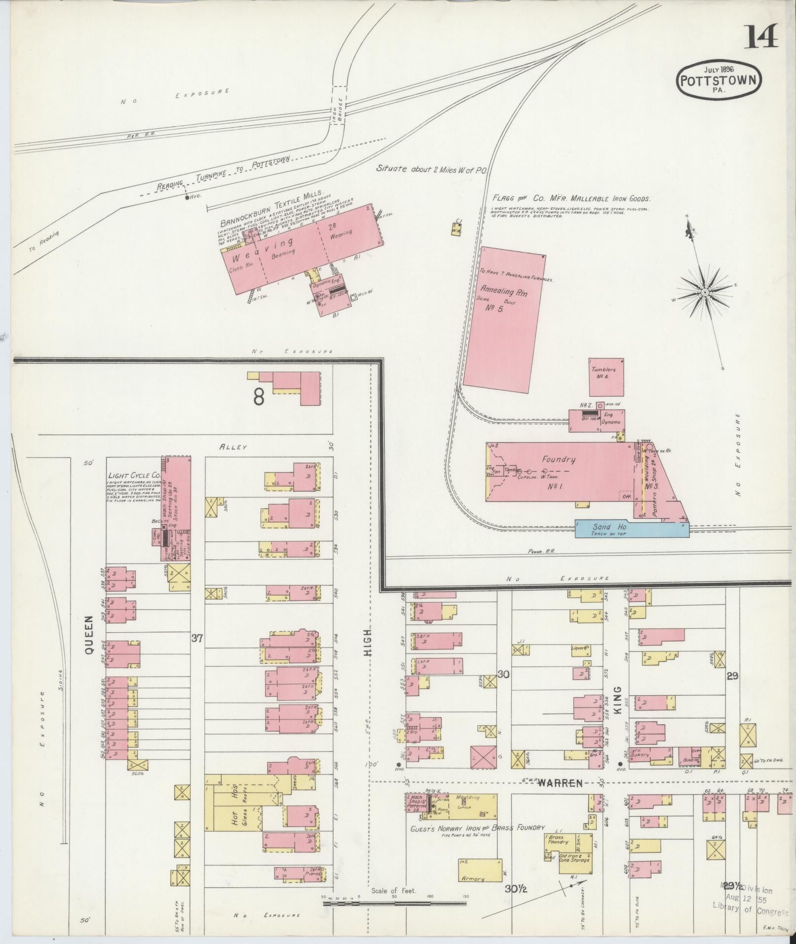 Sanborn Fire Insurance Map from Pottstown, Montgomery County, Pennsylvania (1896), Sheet #0014 - Complete Map Set gallery image, historic Sanborn map, vintage wall art, Pennsylvania Pennsylvania