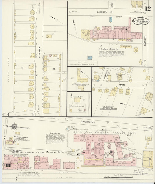 Sanborn Fire Insurance Map from Mount Pleasant, Westmoreland County, Pennsylvania (1914), Sheet #0012 - Historic Sanborn Fire Insurance Map Print, vintage old map wall art, antique decor, genealogy gift, Pennsylvania Pennsylvania map