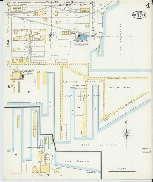 Sanborn Fire Insurance Map from Bayfield, Bayfield County, Wisconsin (1898), Sheet #0004 - Historic Sanborn Fire Insurance Map Print, vintage old map wall art, antique decor, genealogy gift, Wisconsin Wisconsin map