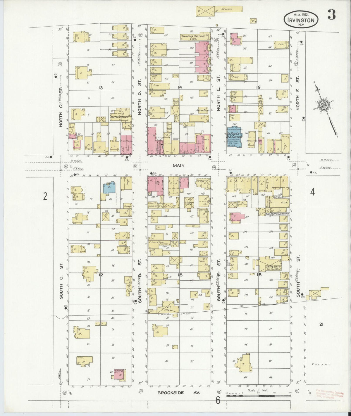 Sanborn Fire Insurance Map from Irvington, Westchester County, New York (1912), Sheet #0003 - Complete Map Set gallery image, historic Sanborn map, vintage wall art, New York New York