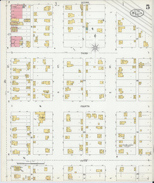 Sanborn Fire Insurance Map from Wells, Faribault County, Minnesota (1900), Sheet #0005 - Historic Sanborn Fire Insurance Map Print, vintage old map wall art, antique decor, genealogy gift, Minnesota Minnesota map