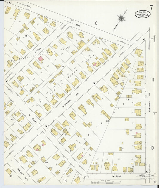 Sanborn Fire Insurance Map from Norwalk, Huron County, Ohio (1911), Sheet #0007 - Historic Sanborn Fire Insurance Map Print, vintage old map wall art, antique decor, genealogy gift, Ohio Ohio map