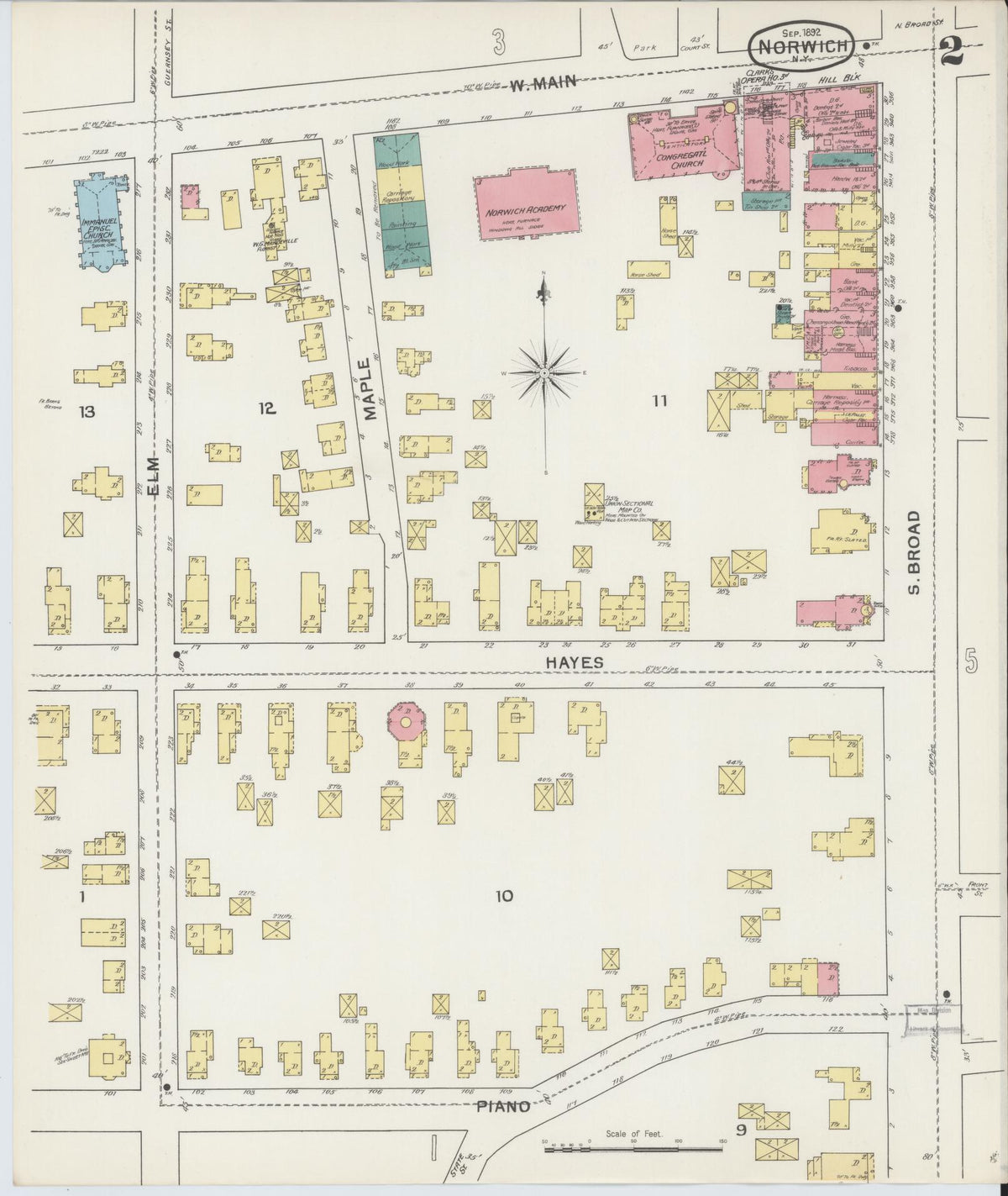 Sanborn Fire Insurance Map from Norwich, Chenango County, New York (1892), Sheet #0002 - Complete Map Set gallery image, historic Sanborn map, vintage wall art, New York New York